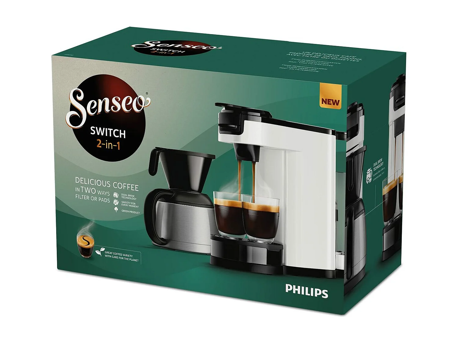 Philips Kapselkaffeemaschine HD6592/05 1450W Weiß, EU-Stecker, Kompaktes und Umweltfreundliches Design