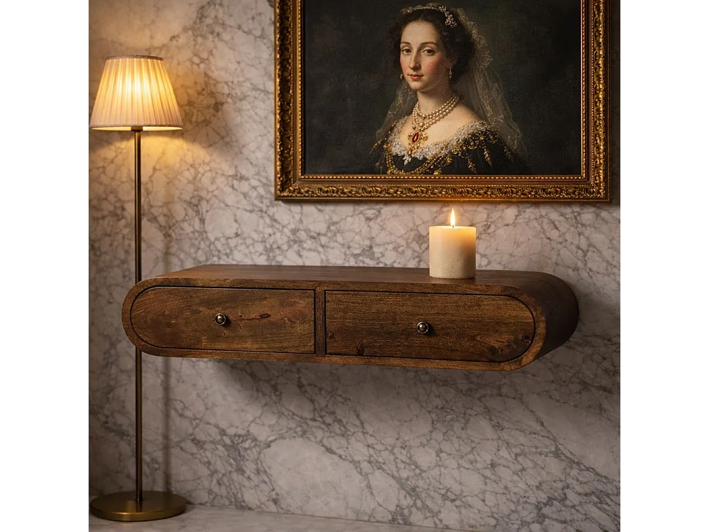 Artisan Furniture Console murale arrondie avec 2 tiroirs