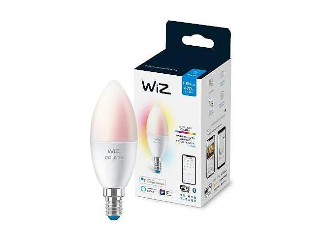 Lâmpada LED conectada WiZ E14 4,9W 470 lm RGBWW regulável WiFi Bluetooth compatível com Alexa Google Siri