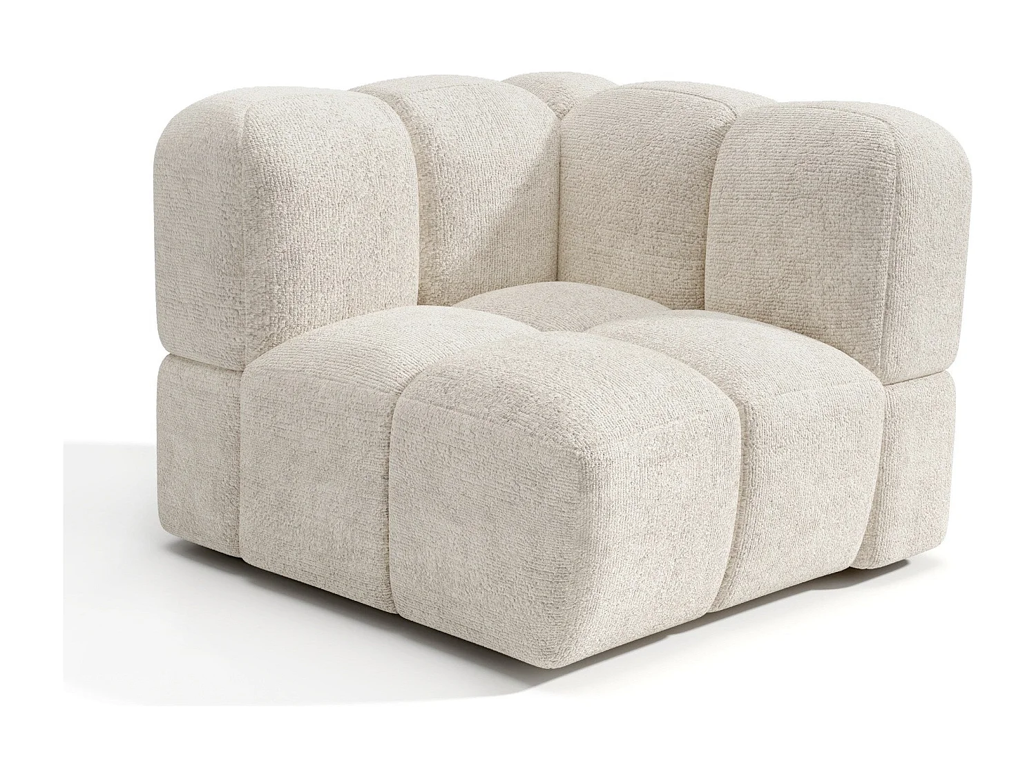 Module d'angle réversible velours texturé crème NUBI