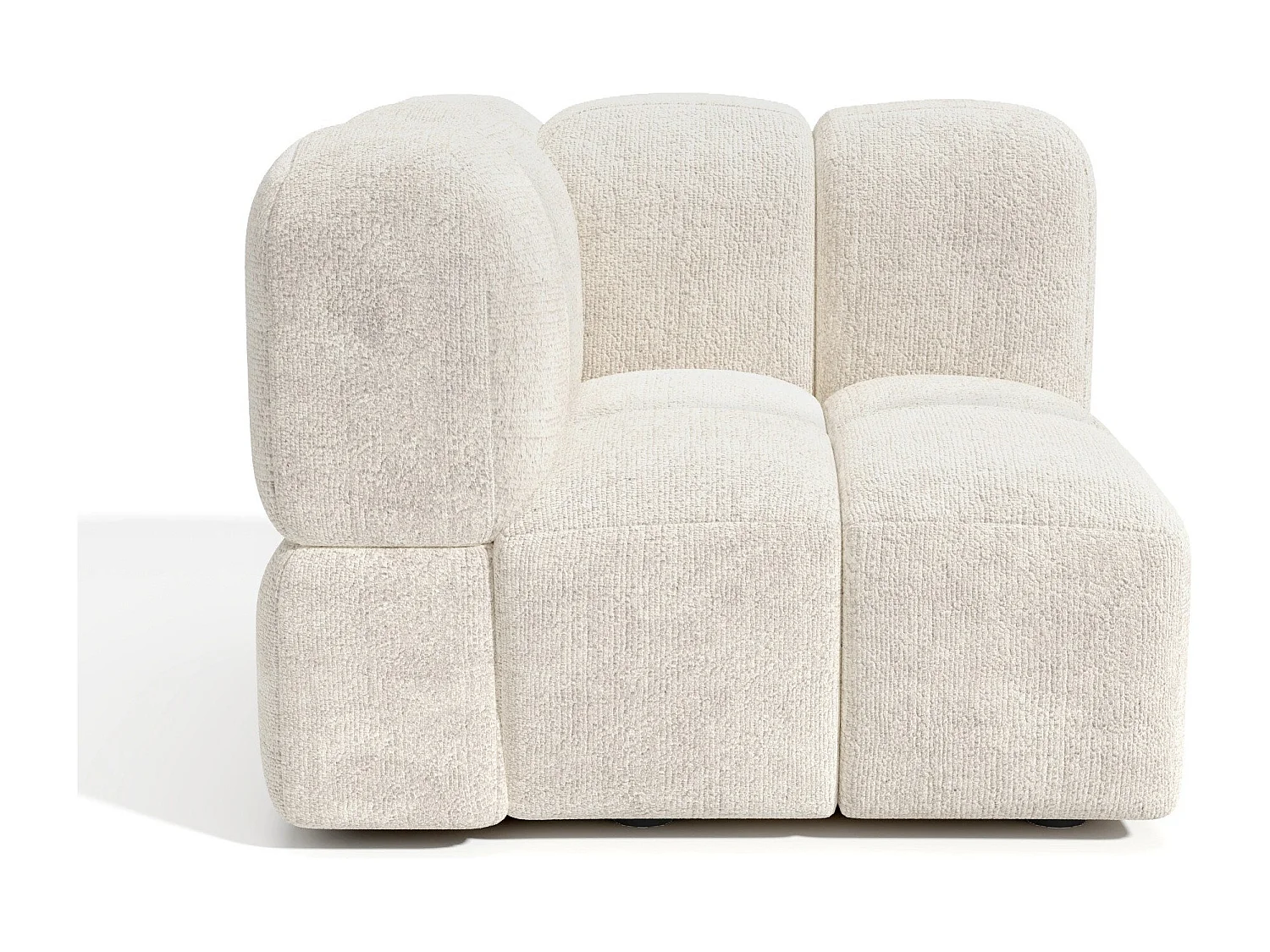 Module d'angle réversible velours texturé crème NUBI