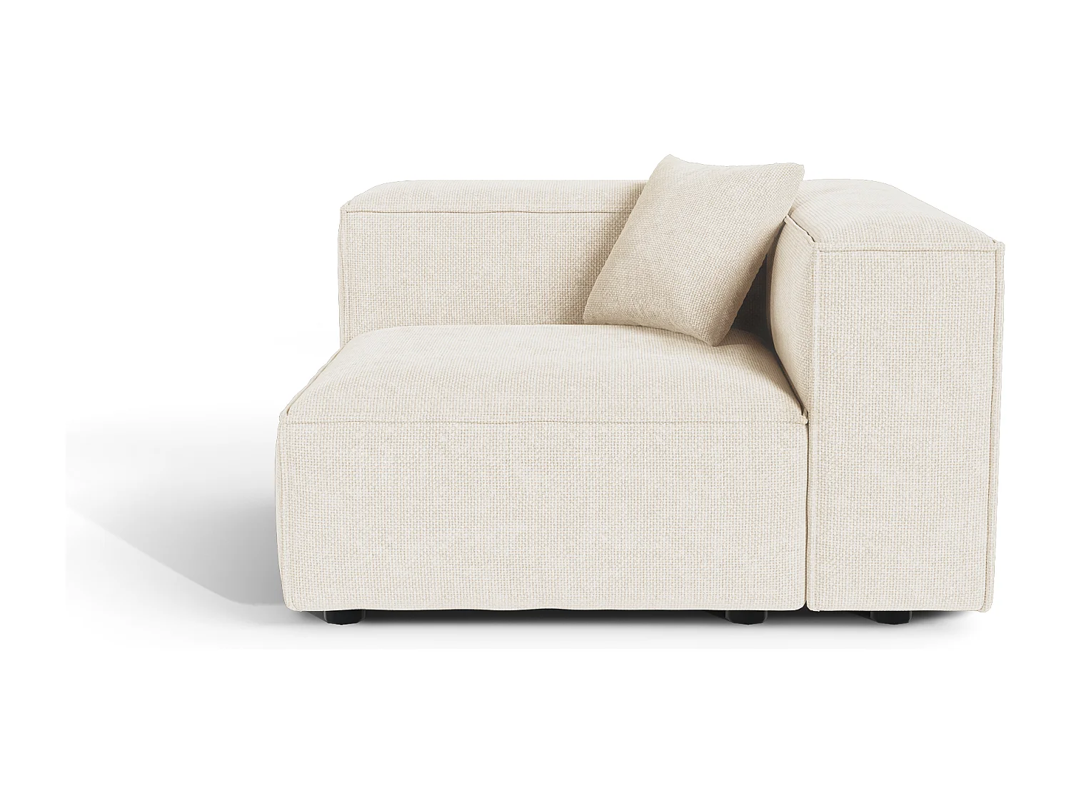 Module d'angle droit CUBI en velours chenillé crème 121x105cm
