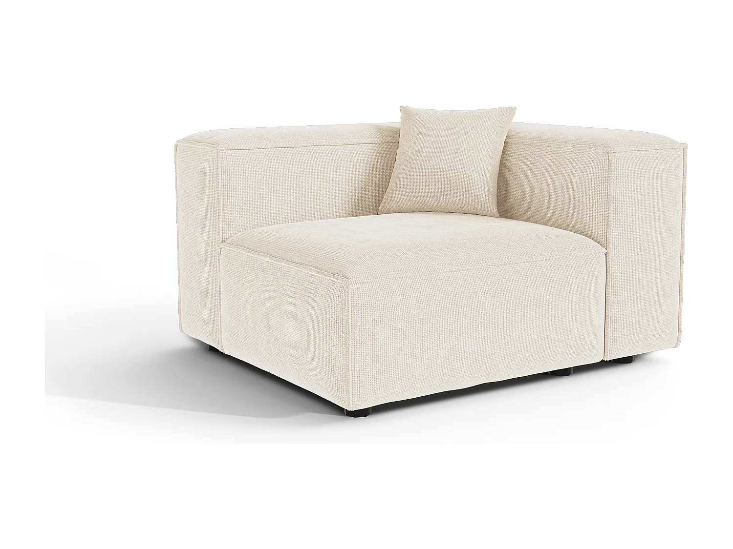 Module d'angle droit CUBI en velours chenillé crème 121x105cm