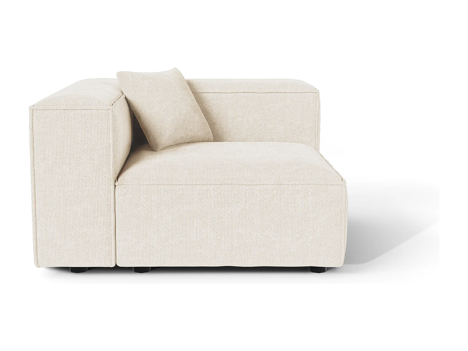 Module d'angle CUBI en velours chenillé crème 121x105cm