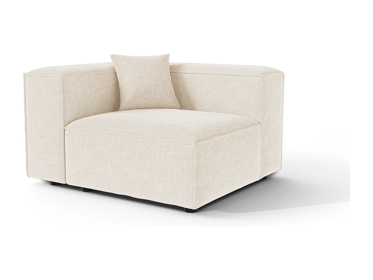 Module d'angle CUBI en velours chenillé crème 121x105cm