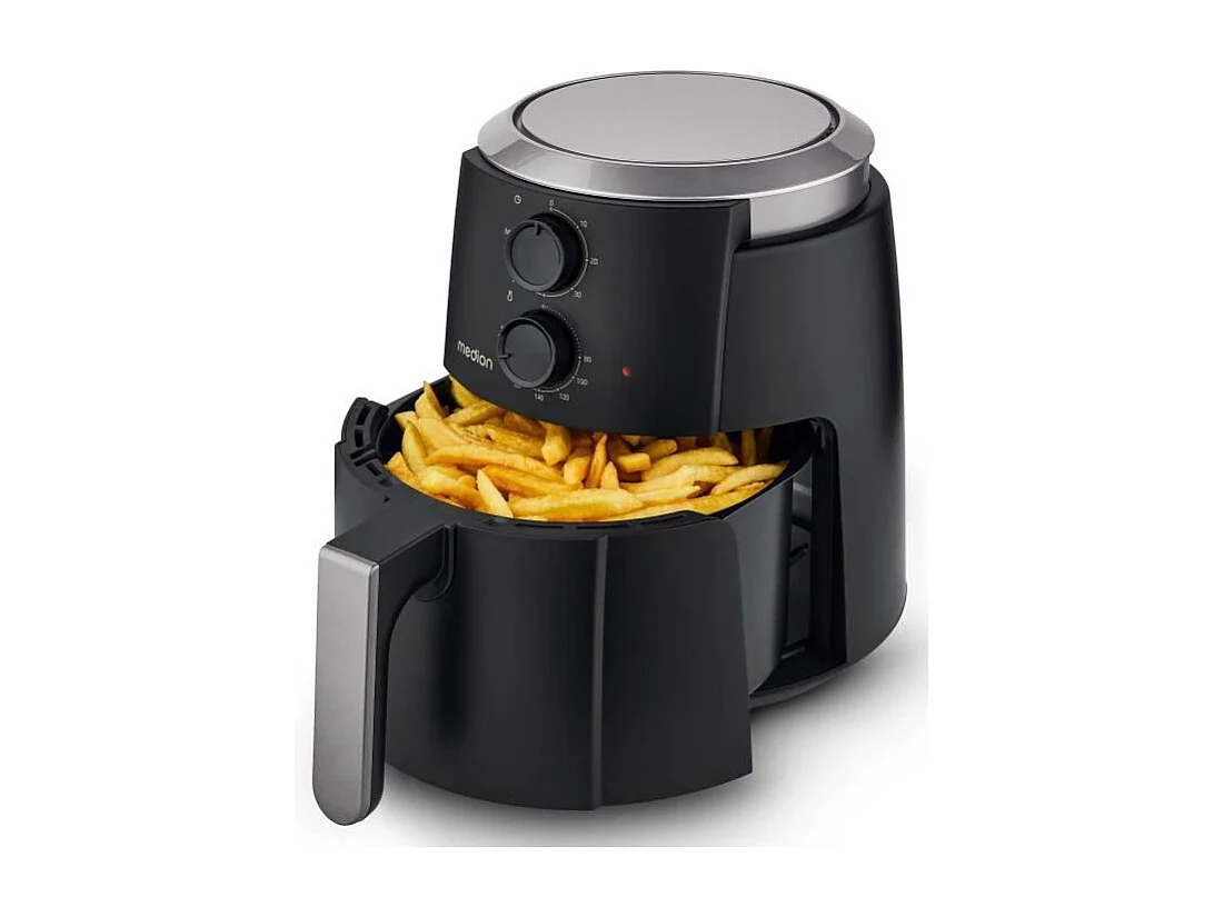 Heißluftfritteuse MEDION MD13020 1500W 4,7L Timer 60min Temperatur 80-200°C Schwarz