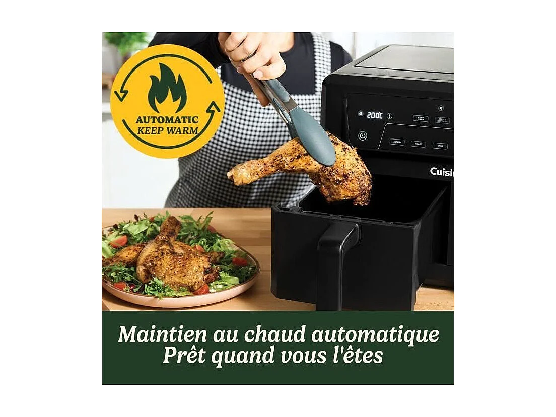Heißluftfritteuse Cuisinart Airfryer AFD10OBLE 10,4L Doppelbehälter 2400W Schwarz, 7 Modi, Ohne PFAS