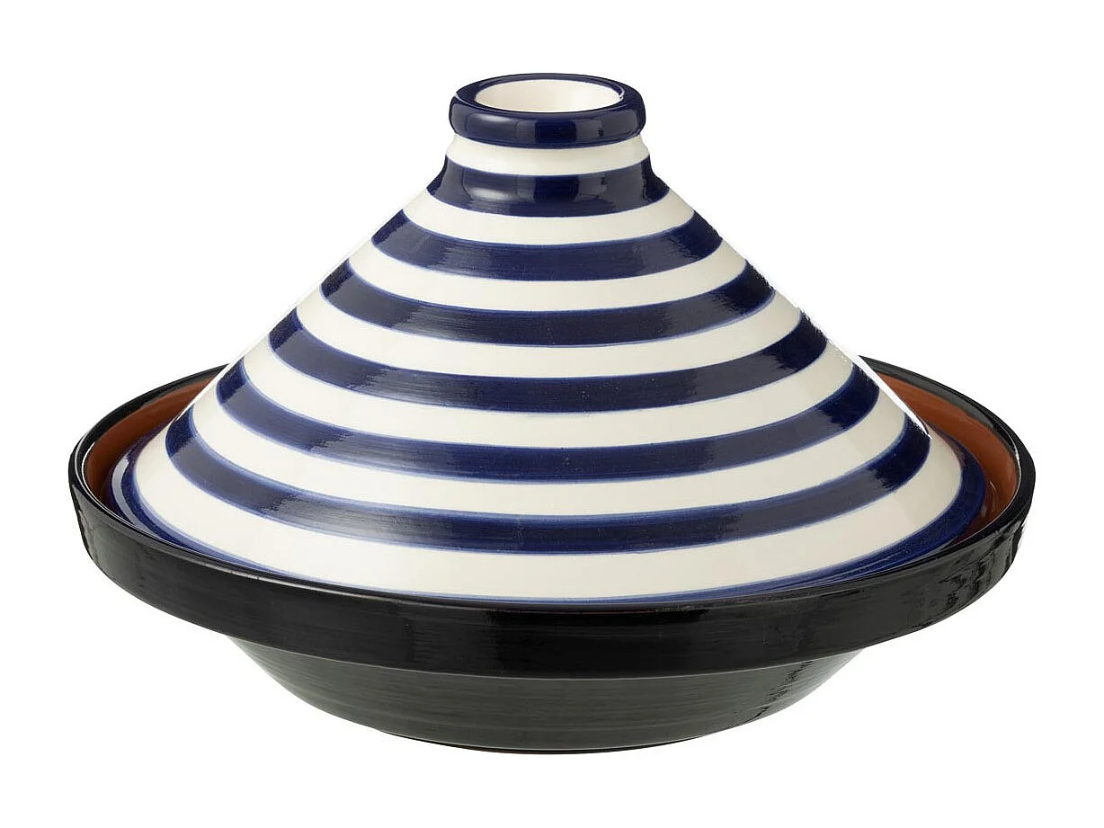 Plat à Tajine en Céramique "Granada Rayure" 28cm Bleu Cobalt