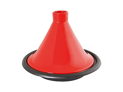 Tajine de ferro fundido esmaltado vermelho 31 cm com tampa de cerâmica - Compatível com todos os fogões, incluindo indução