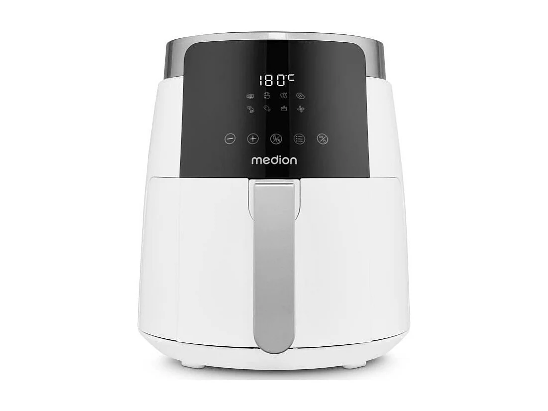 Digitale Heißluftfritteuse MEDION MD13030 1500W - 4,7L, 8 Programme, Timer 60 Min., Temperatur bis 200°C - Weiß