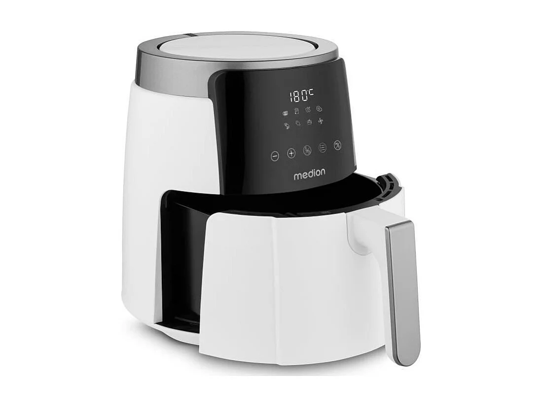 Digitale Heißluftfritteuse MEDION MD13030 1500W - 4,7L, 8 Programme, Timer 60 Min., Temperatur bis 200°C - Weiß