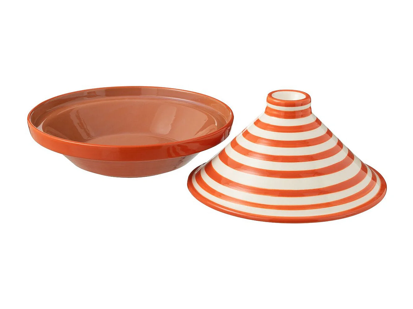 Plat à Tajine en Céramique "Granada Rayure" 28cm Orange