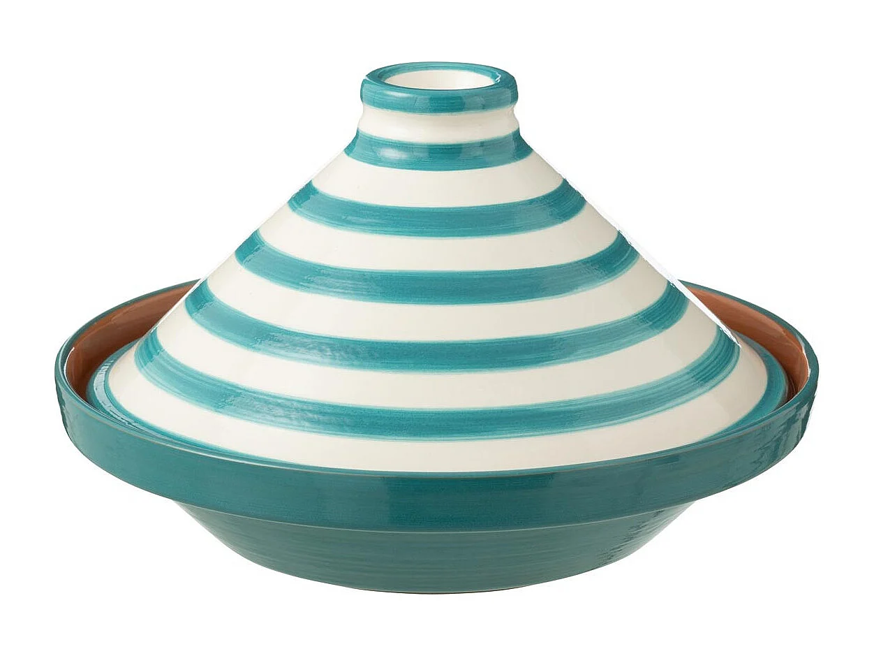 Plat à Tajine en Céramique "Granada Rayure" 28cm Bleu Aqua