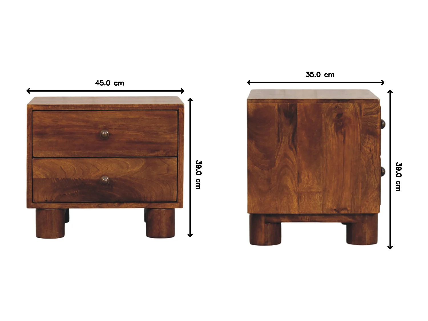 Artisan Furniture Tula Nachttisch mit 2 Schubladen aus Kastanienholz