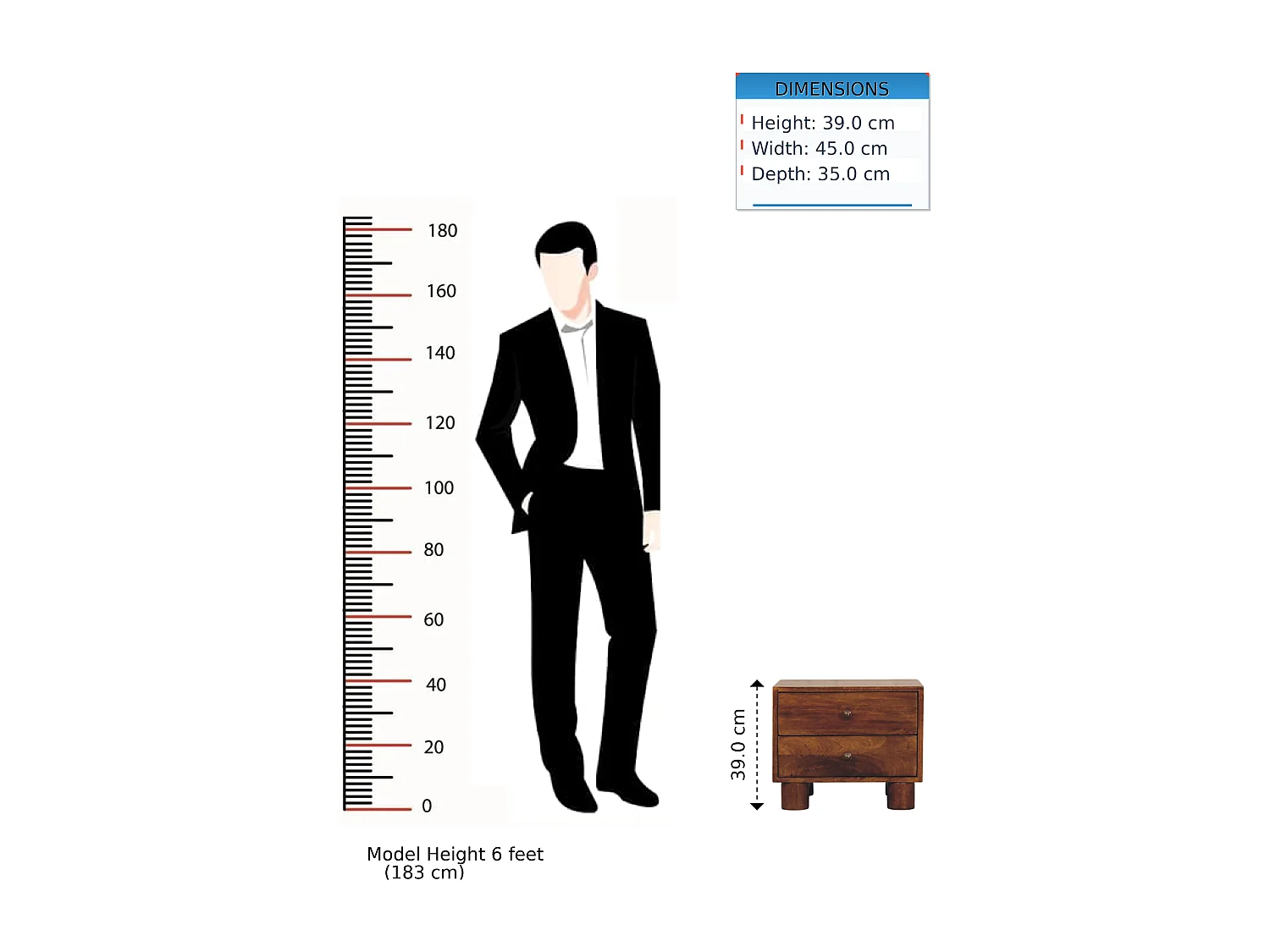 Artisan Furniture Tula Nachttisch mit 2 Schubladen aus Kastanienholz