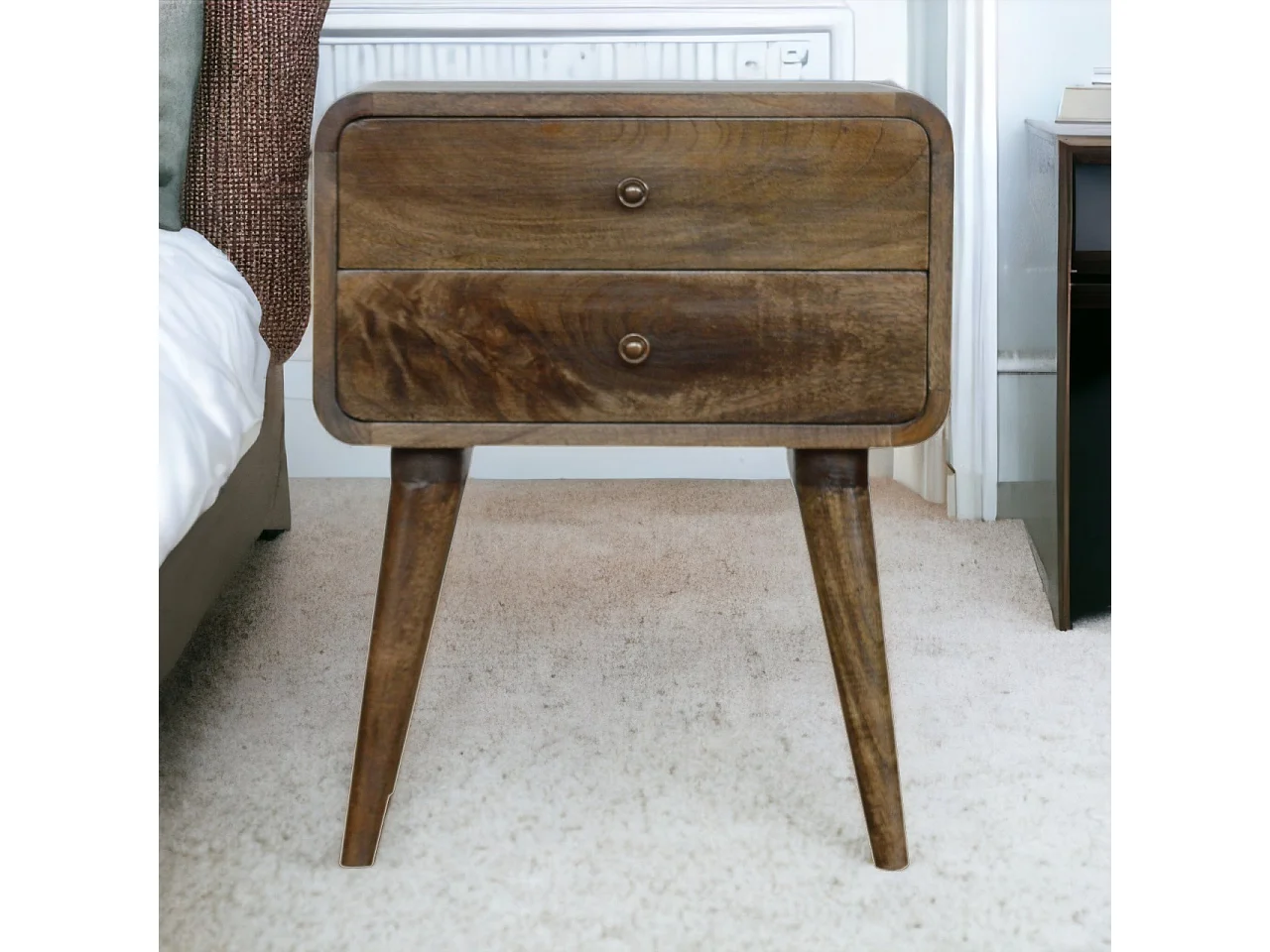 Artisan Furniture Table de chevet incurvée classique gris délavé