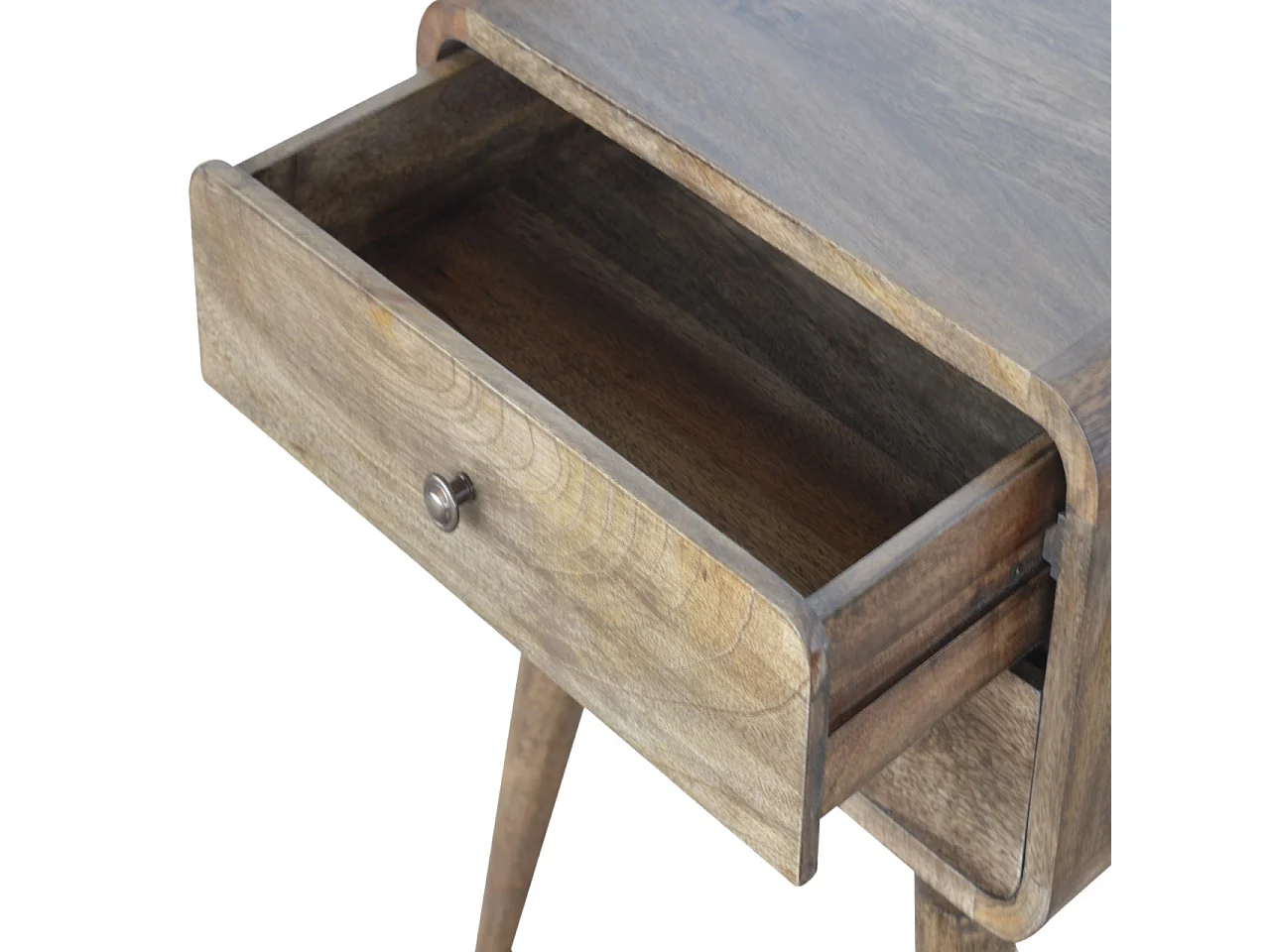 Artisan Furniture Table de chevet incurvée classique gris délavé