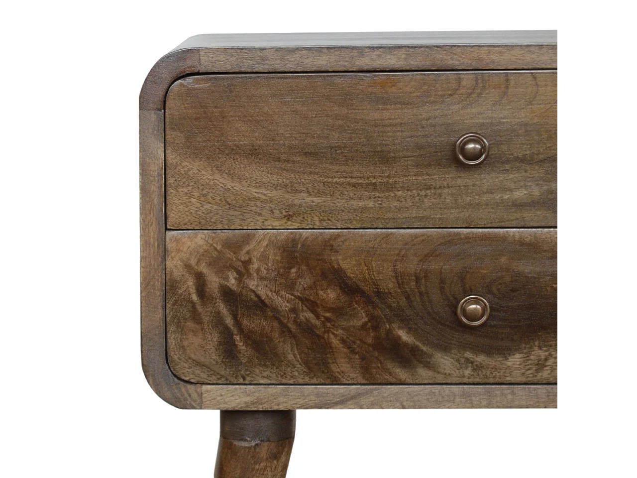 Artisan Furniture Table de chevet incurvée classique gris délavé