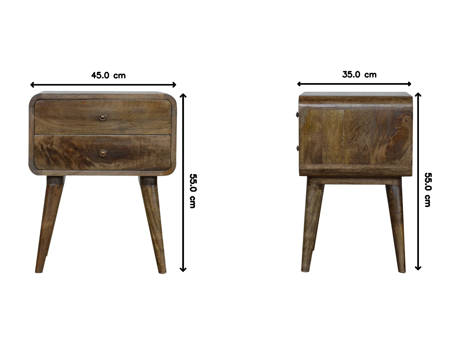 Artisan Furniture Table de chevet incurvée classique gris délavé