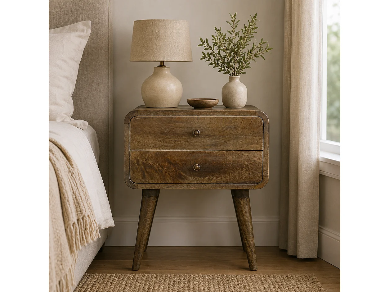 Artisan Furniture Table de chevet incurvée classique gris délavé