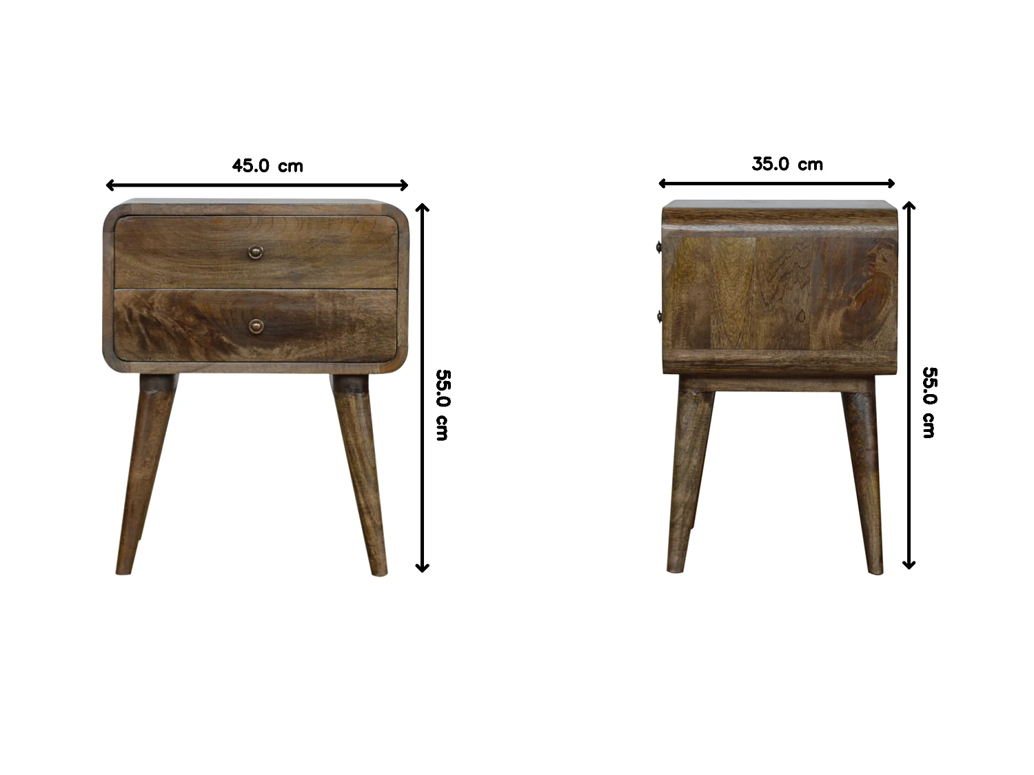 Artisan Furniture Table de chevet incurvée classique gris délavé