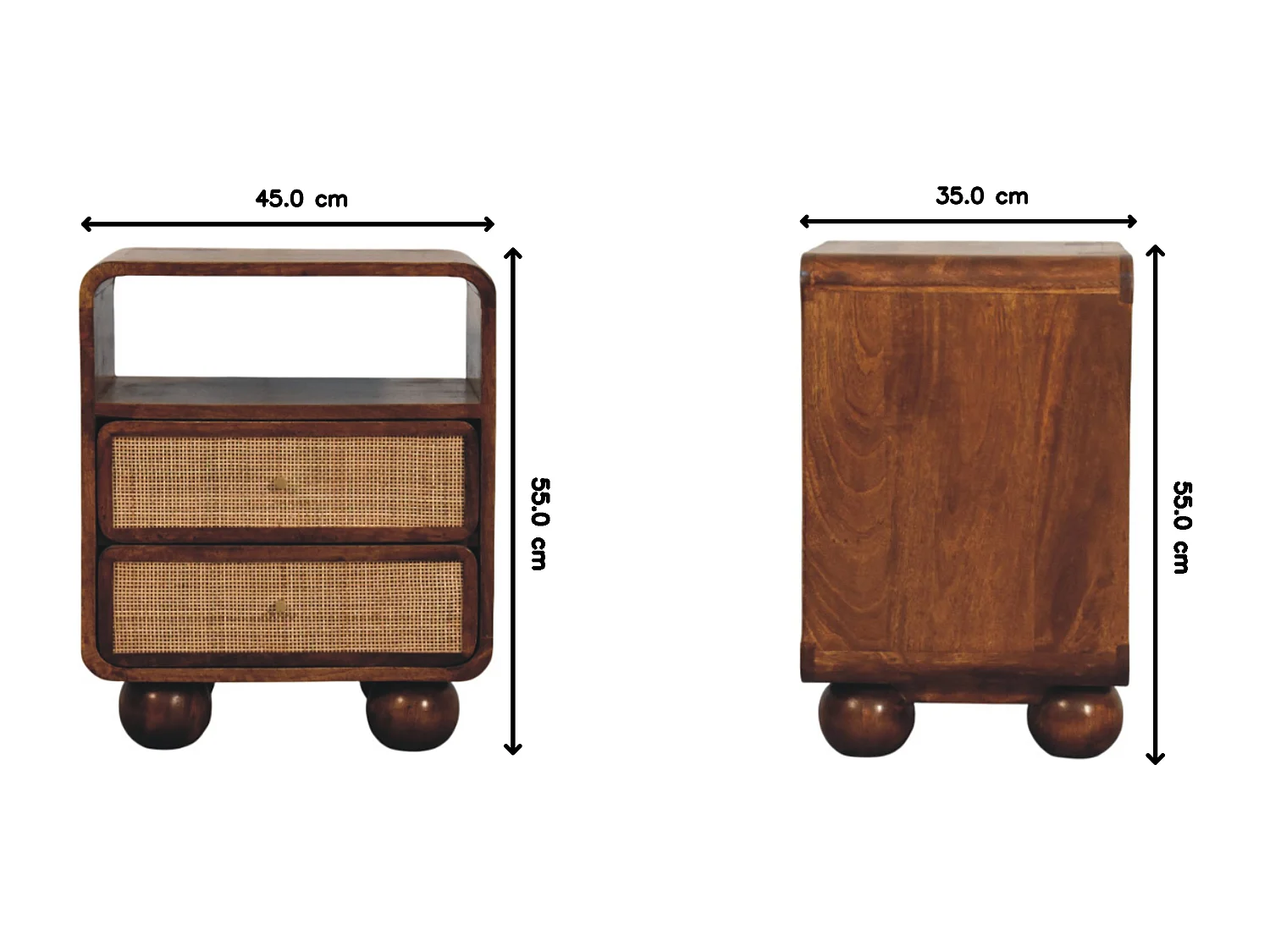 Artisan Furniture Larissa Nachttisch mit 2 Schubladen aus Kastanienholz