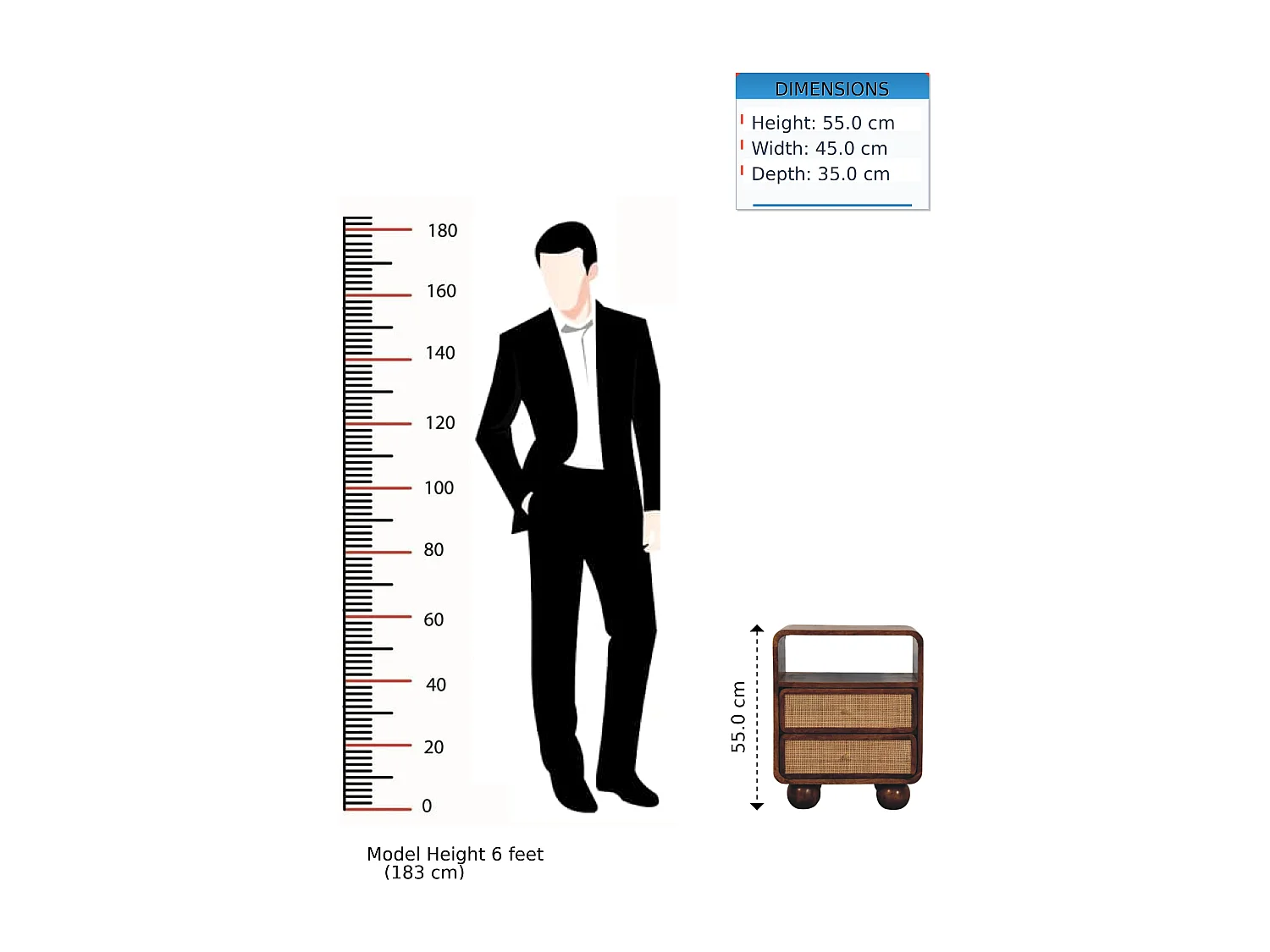 Artisan Furniture Larissa Nachttisch mit 2 Schubladen aus Kastanienholz