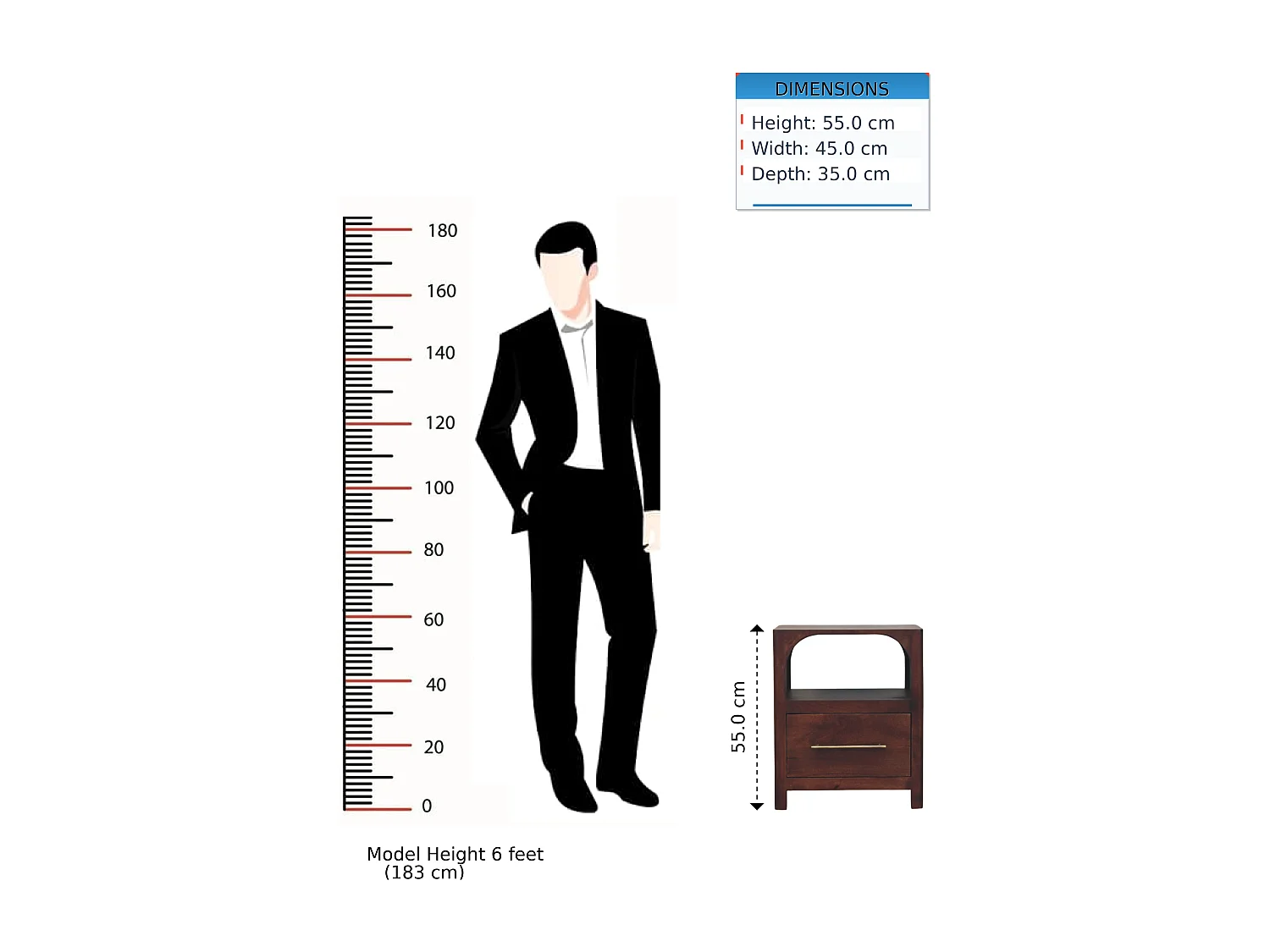 Artisan Furniture Arched Nachttisch Edge mit 1 Schublade