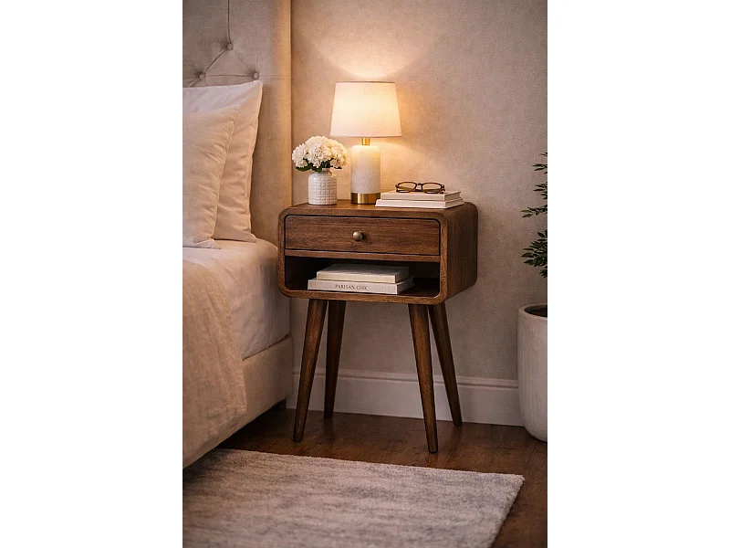 Artisan Furniture Table de chevet à étagère ouverte arrondie