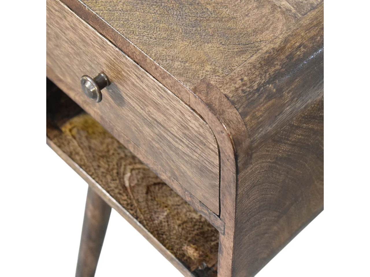 Artisan Furniture Table de chevet à étagère ouverte arrondie