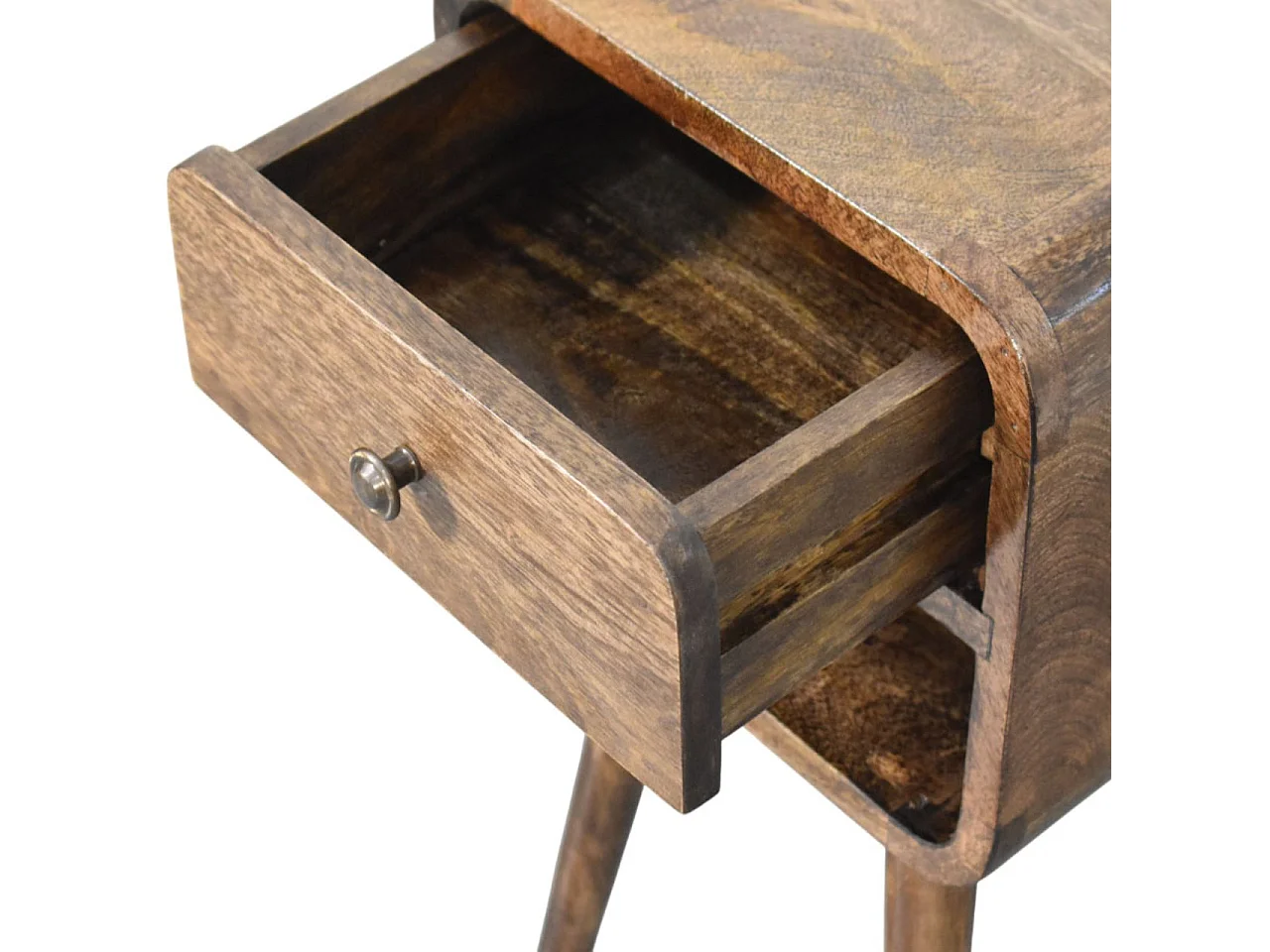 Artisan Furniture Table de chevet à étagère ouverte arrondie