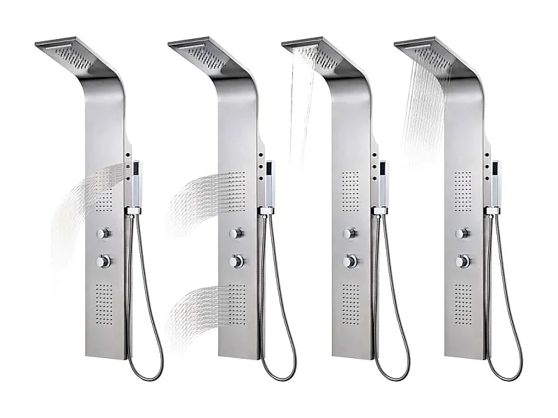 Sistema de panel de ducha curvo de acero inoxidable 130 cm baño WC 02_0003114