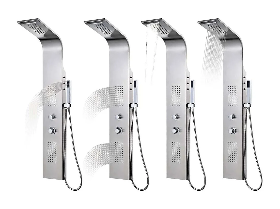 Système panneau douche acier argenté 20 x 44 x 130 cm 02_0003114