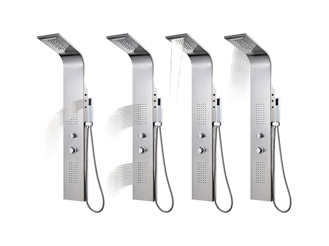 Système panneau douche acier argenté 20 x 44 x 130 cm 02_0003114