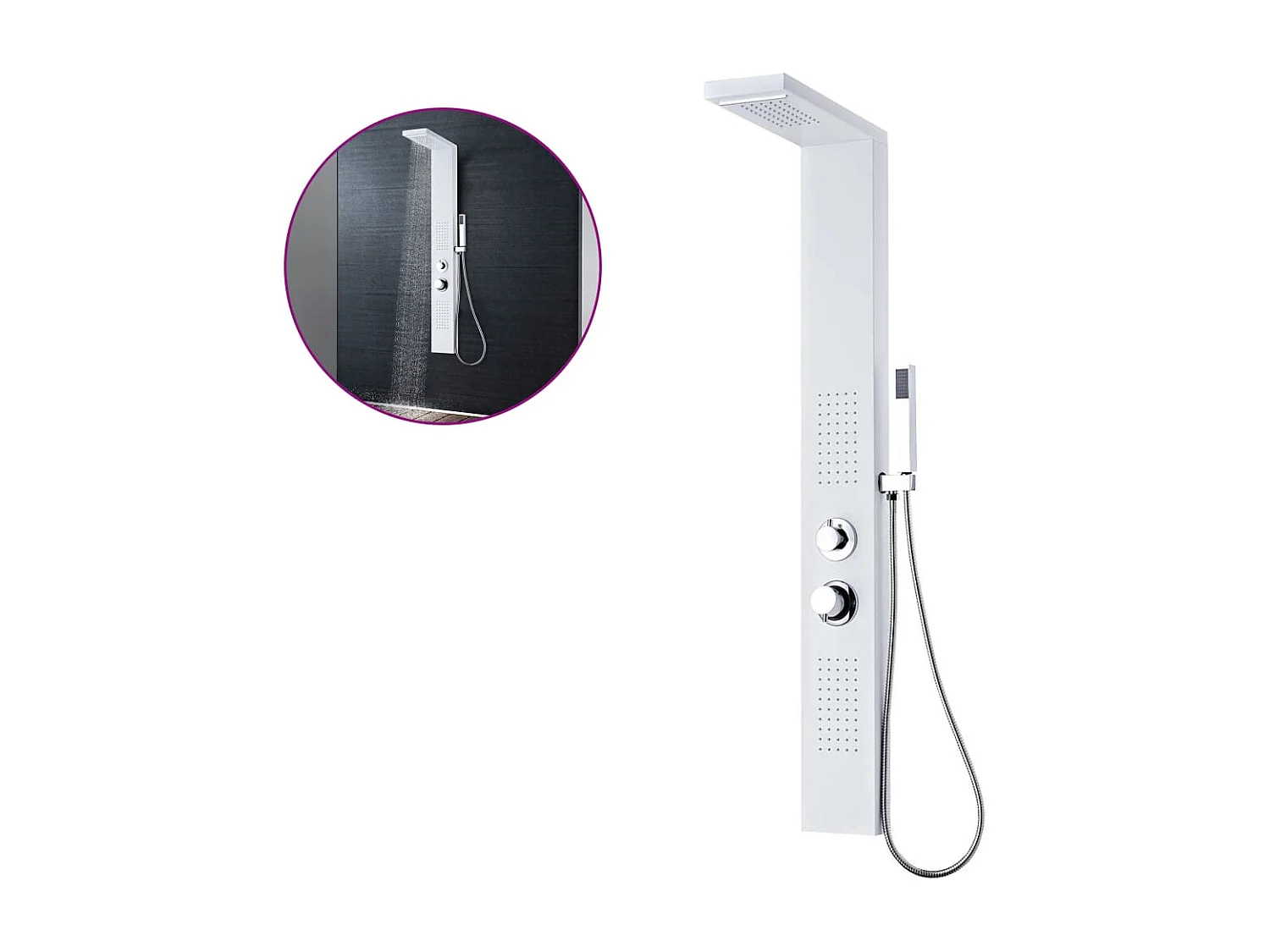Système panneau douche aluminium aluminium blanche 15 x 47 x 130 cm 02_0003118