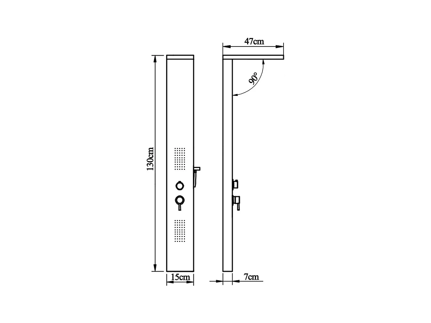 Système panneau douche aluminium aluminium blanche 15 x 47 x 130 cm 02_0003118