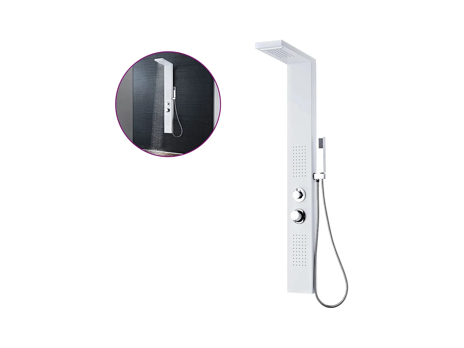 Système panneau douche aluminium aluminium blanche 15 x 47 x 130 cm 02_0003118