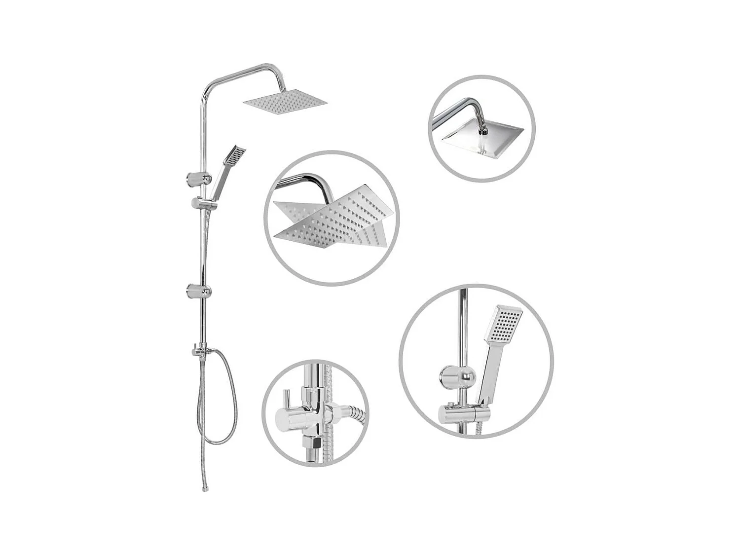 Set doccia doppio soffione con doccetta Soffione doccia quadrato orientabile Bagno di casa Interno 95 cm 02_0003785