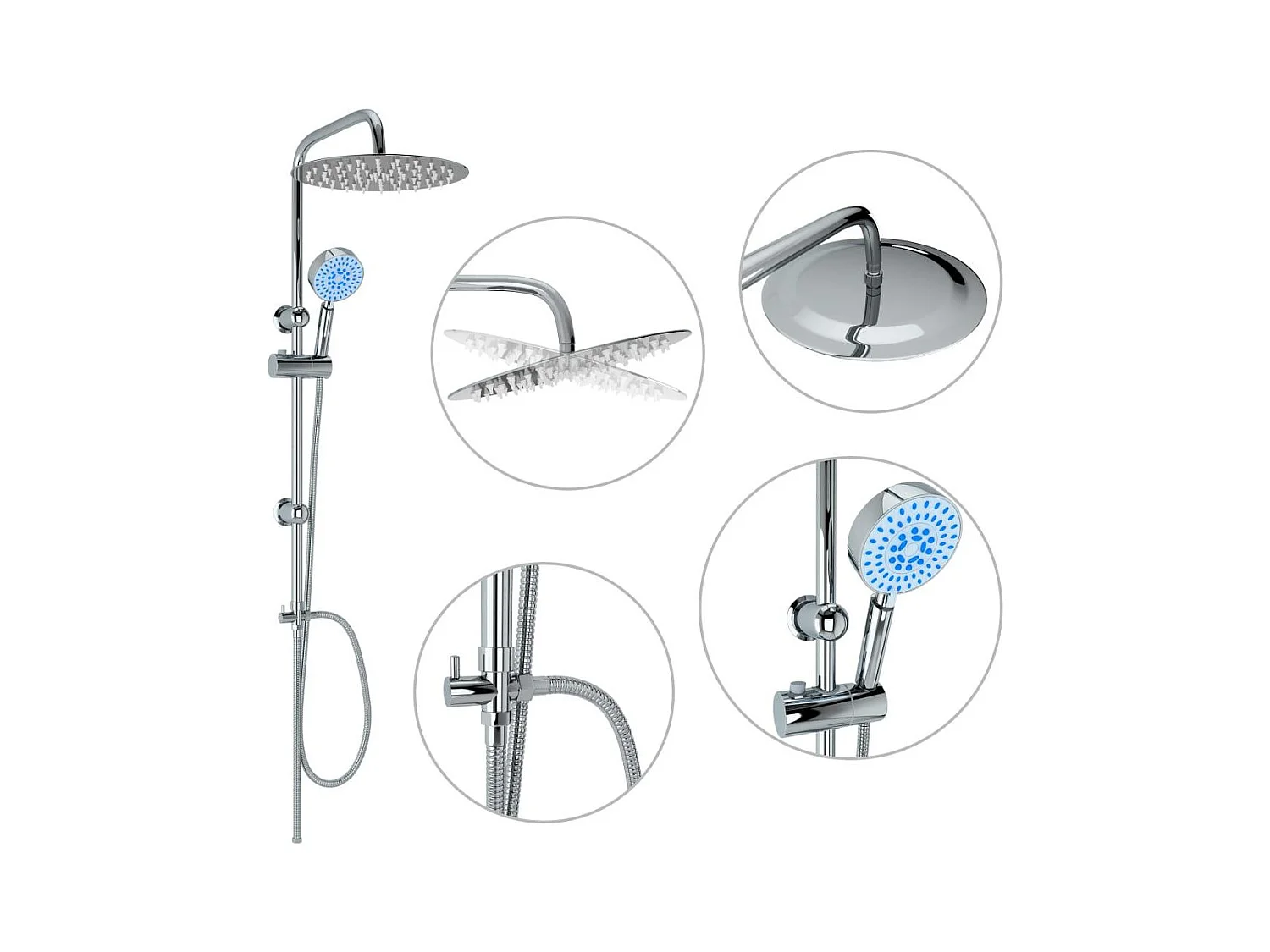 Ensemble de douche salle argenté 50 x 50 x 95 cm 02_0003786