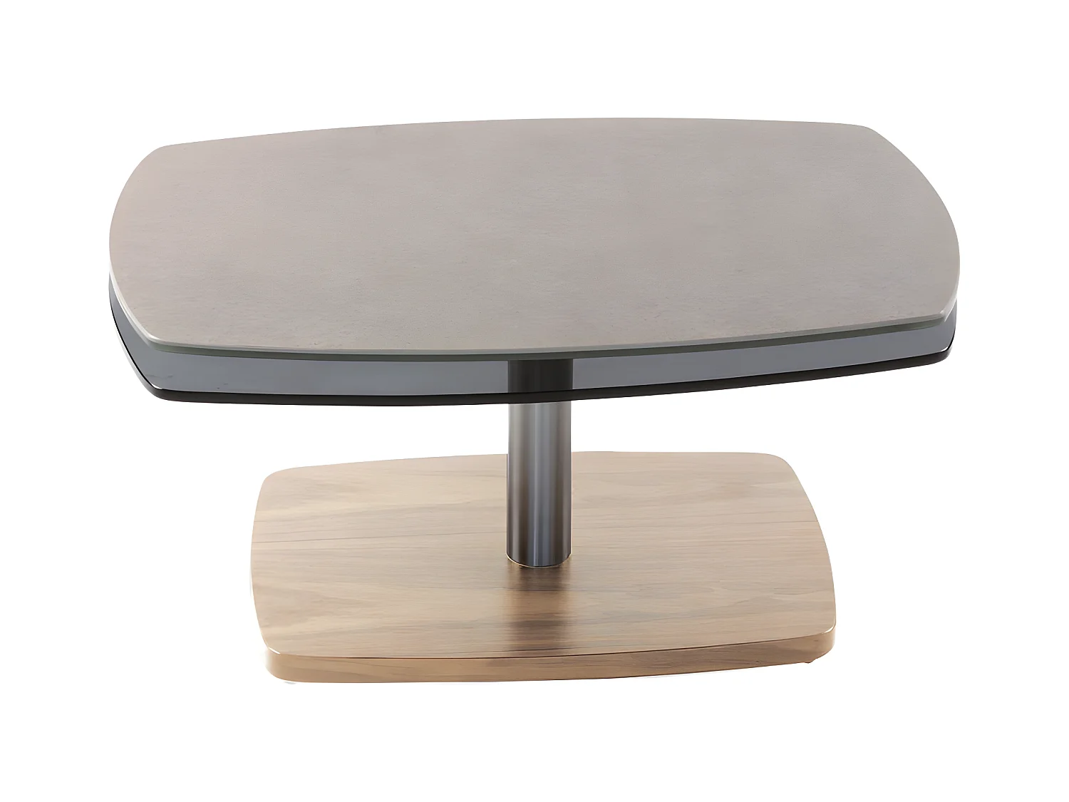 Table basse articulée Noyer/Acier/Verre/Gris - VERRO