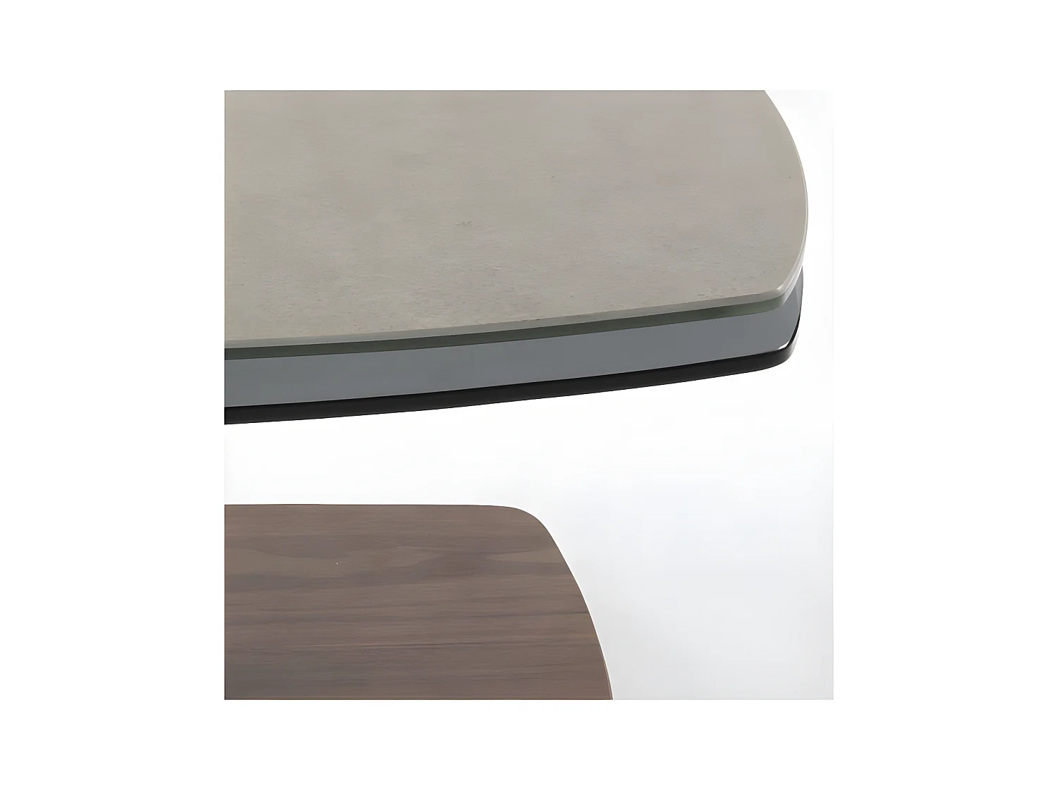 Table basse articulée Noyer/Acier/Verre/Gris - VERRO