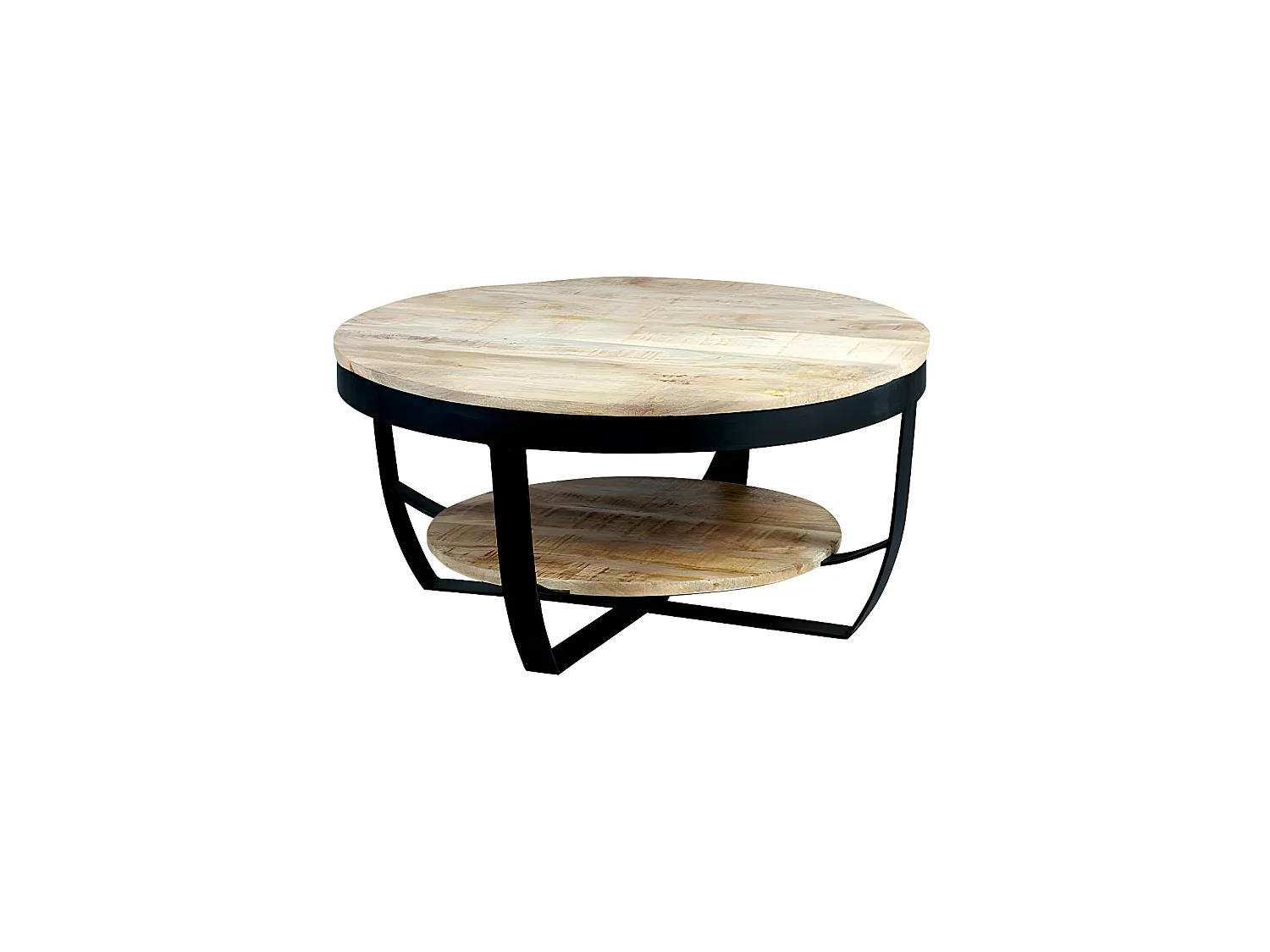 Table basse ronde Métal/Bois massif - CHALERSTON