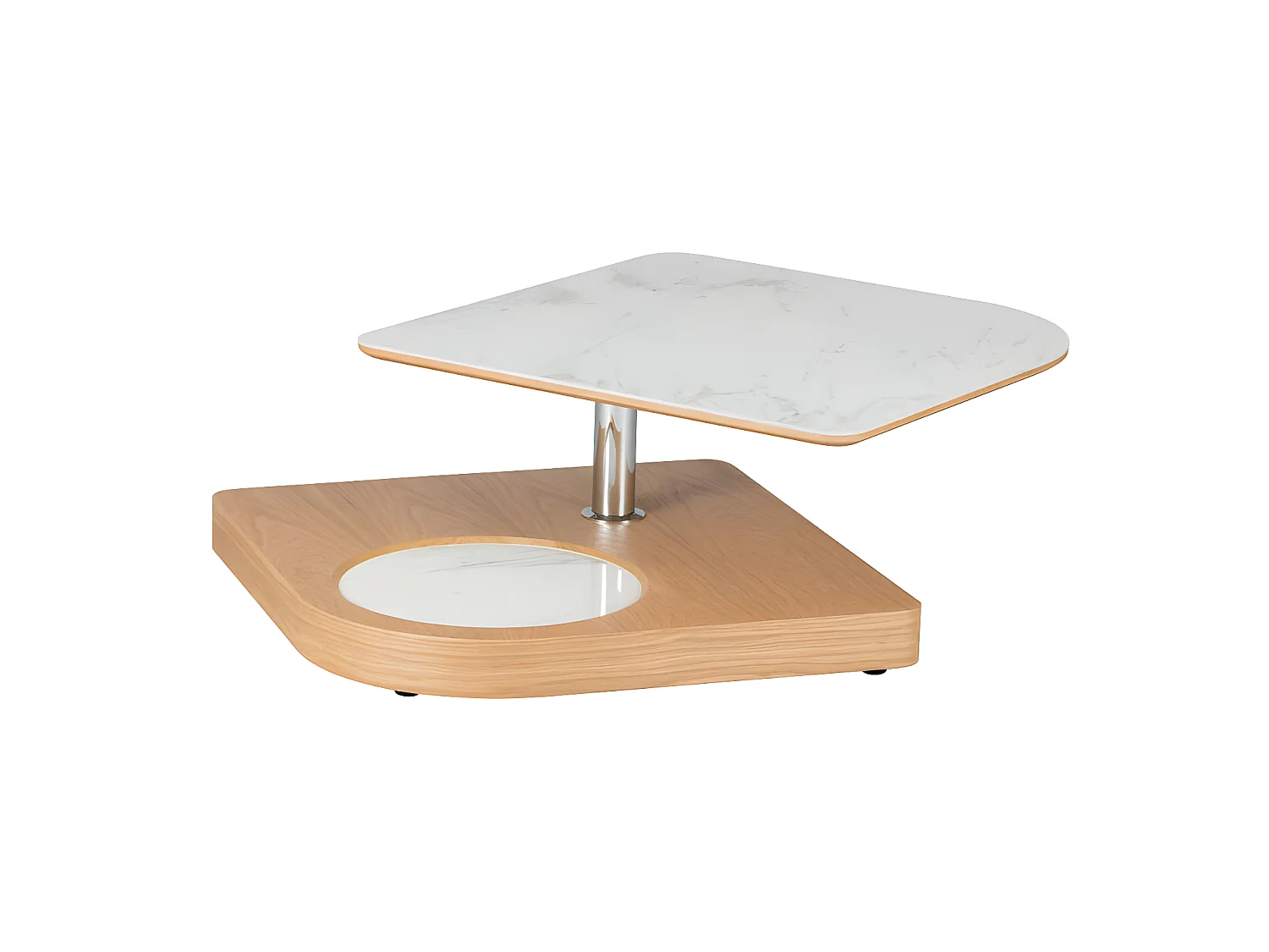 Table basse carrée articulée Bois/Marbre blanc - LAMPANG