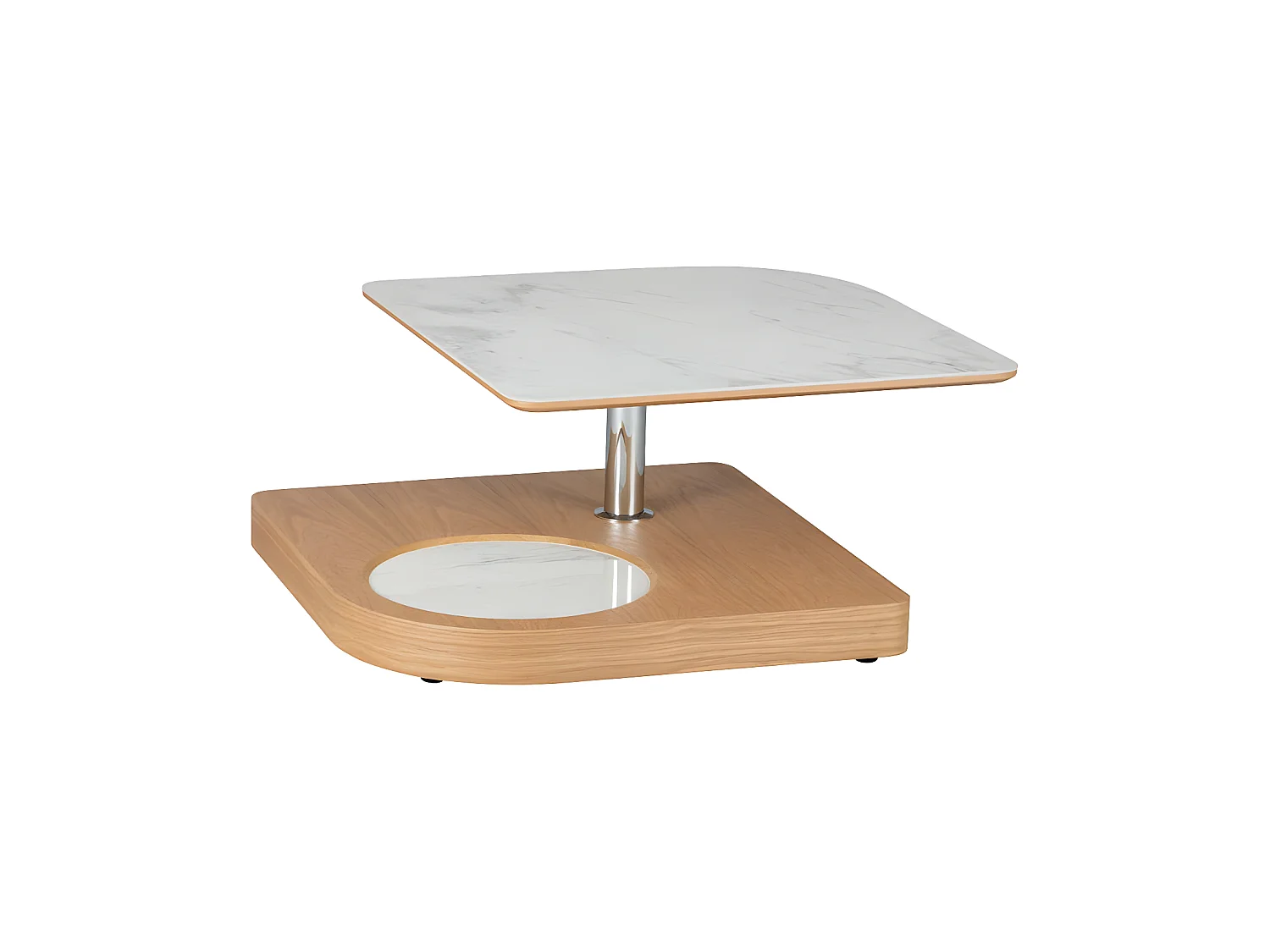 Table basse carrée articulée Bois/Marbre blanc - LAMPANG
