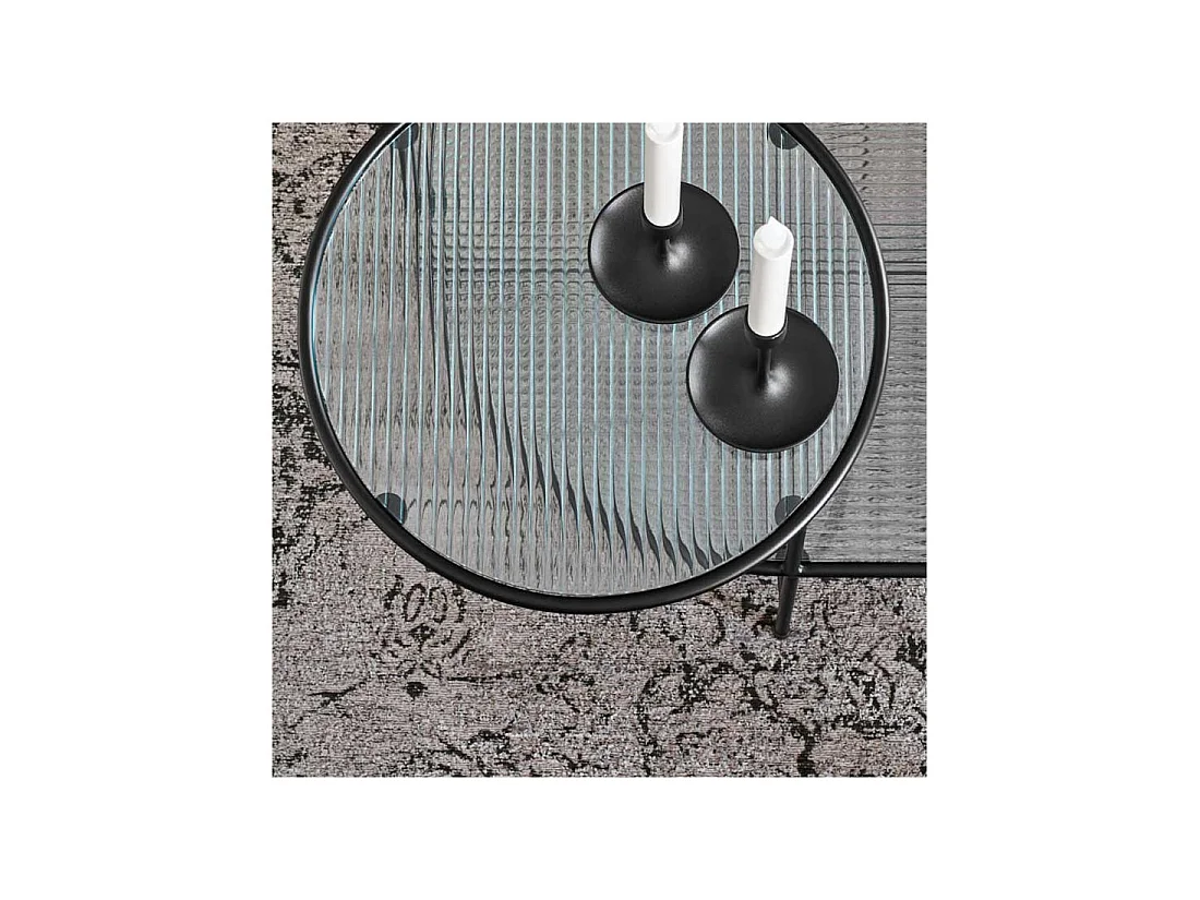 Table basse ovale Métal Noir/Verre - TEULAT NIX