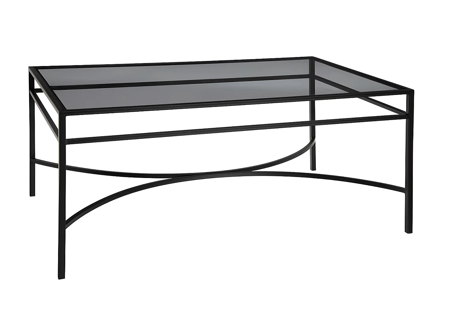 Table basse rectangulaire Verre/Métal Noir- EMILIO