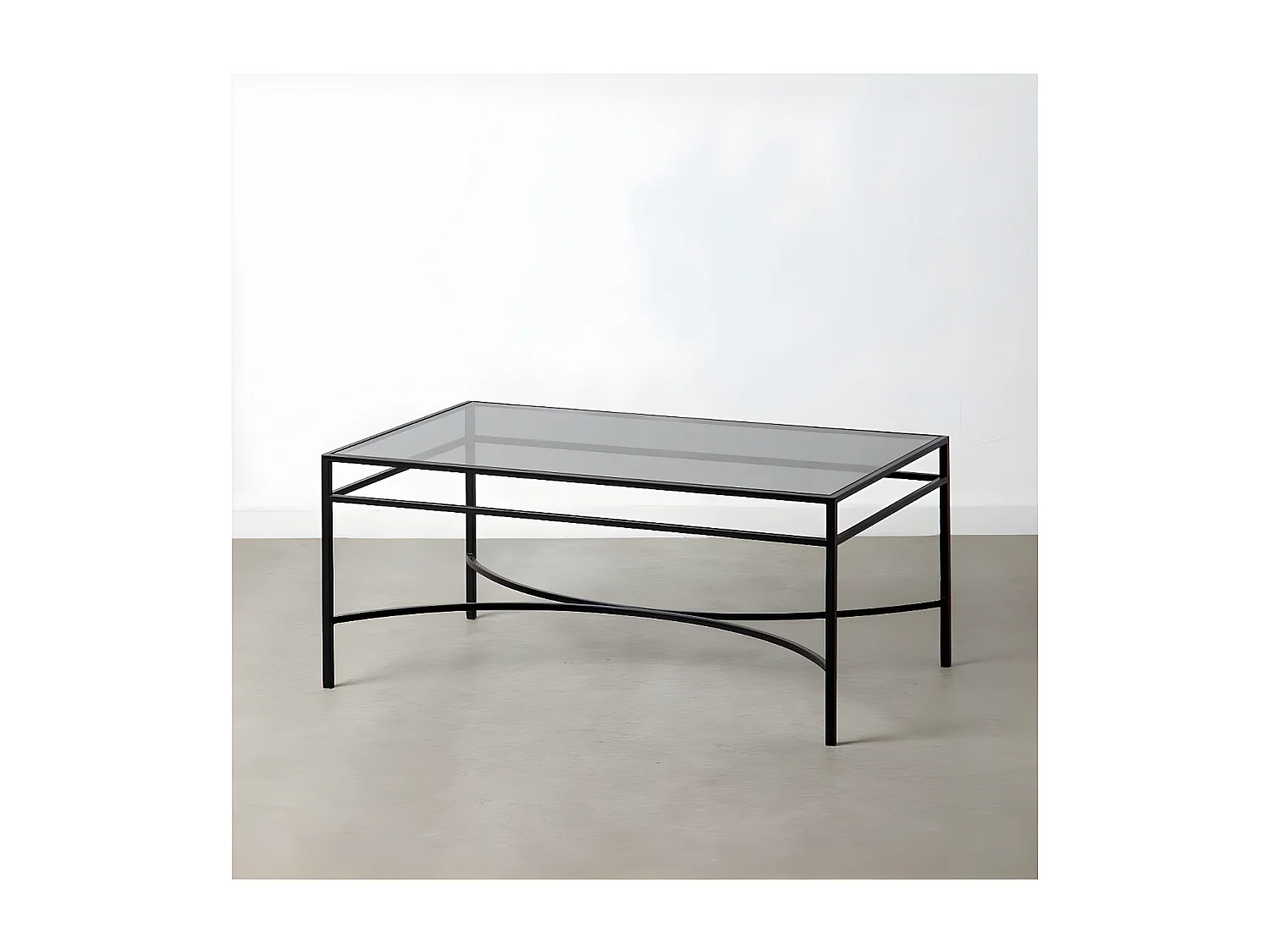 Table basse rectangulaire Verre/Métal Noir- EMILIO