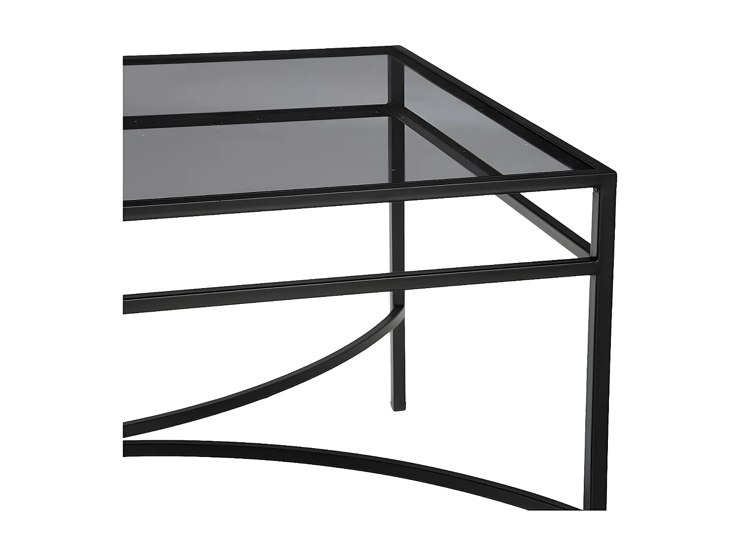 Table basse rectangulaire Verre/Métal Noir- EMILIO