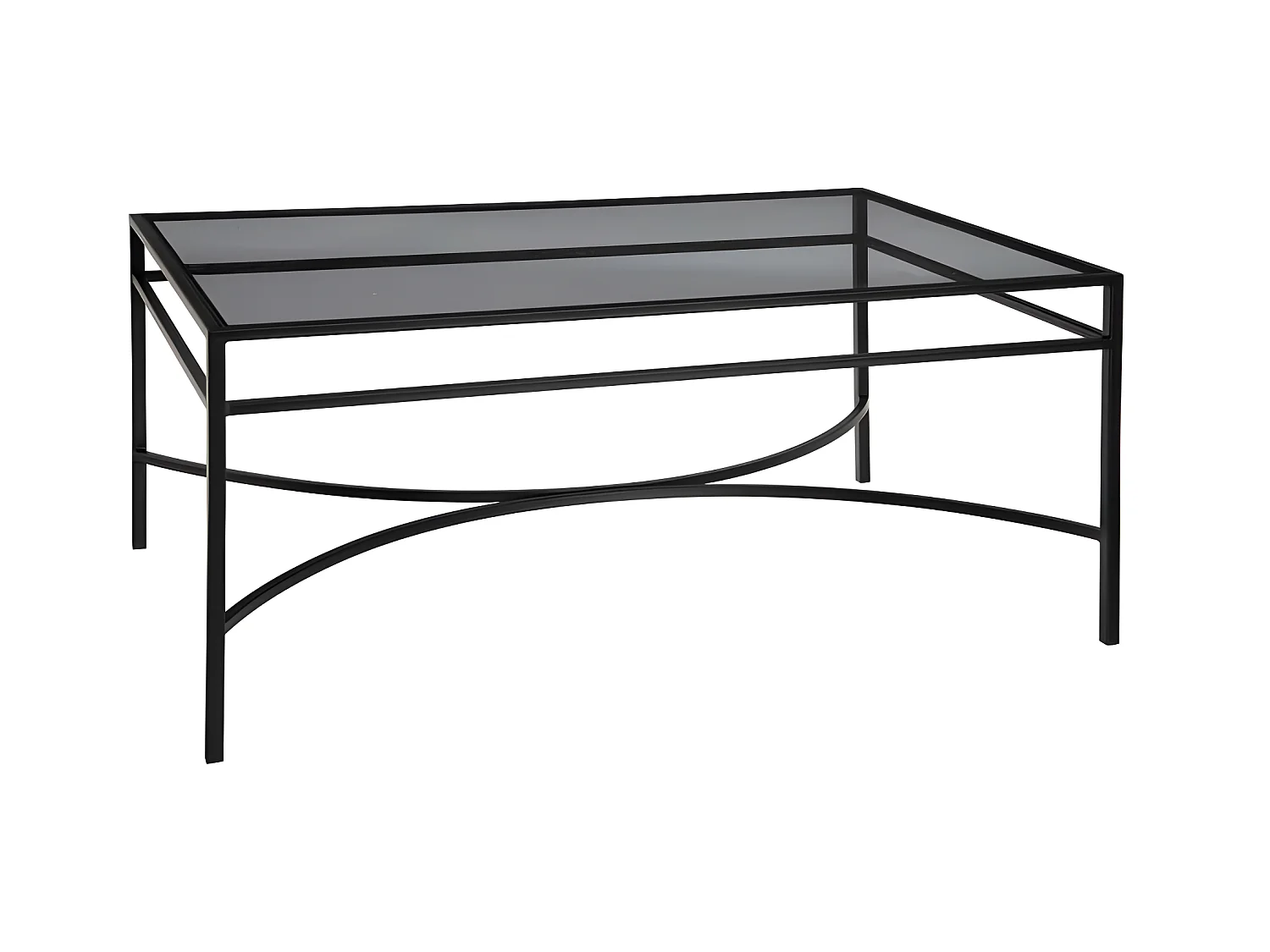 Table basse rectangulaire Verre/Métal Noir- EMILIO