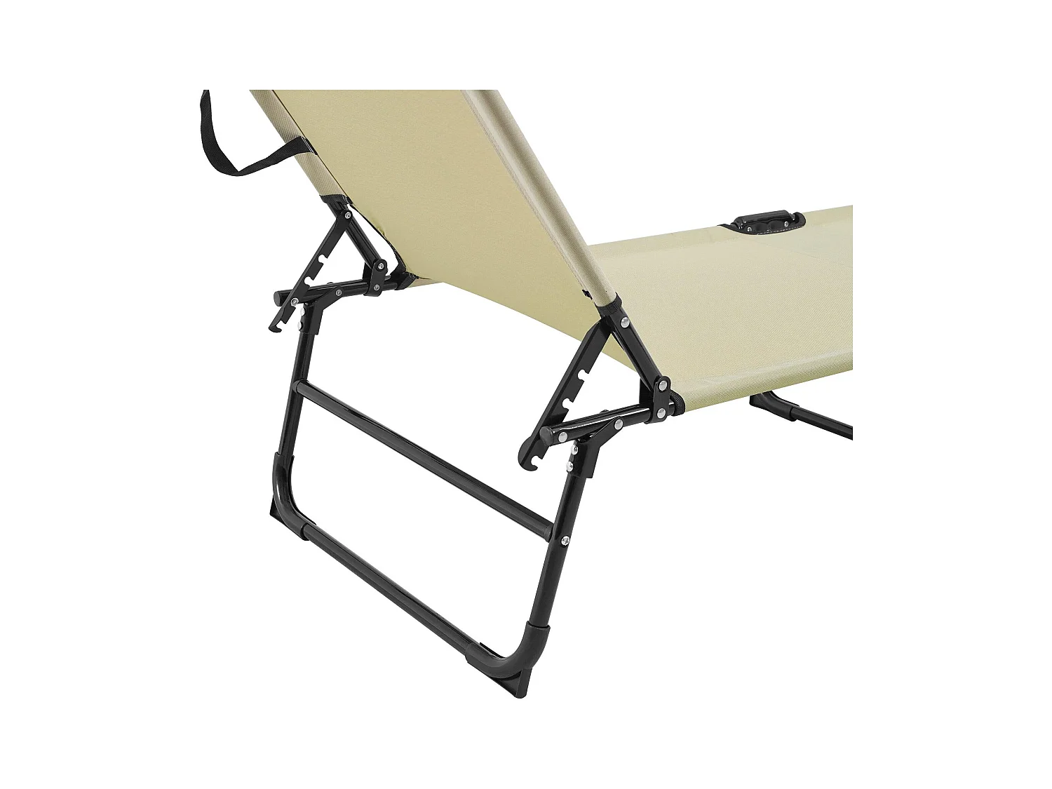 Lettino prendisole sedia a sdraio pieghevole con parasole acciaio PVC poliestere 187 cm crema 03_0000987